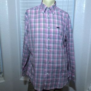 FACONNABLE white pink plaid shirt long sleeve M